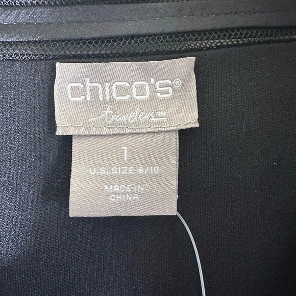 Chico’s travelers Neutral Swirl strip jacket brown navy size 1 8/10 NWT - Picture 4 of 13